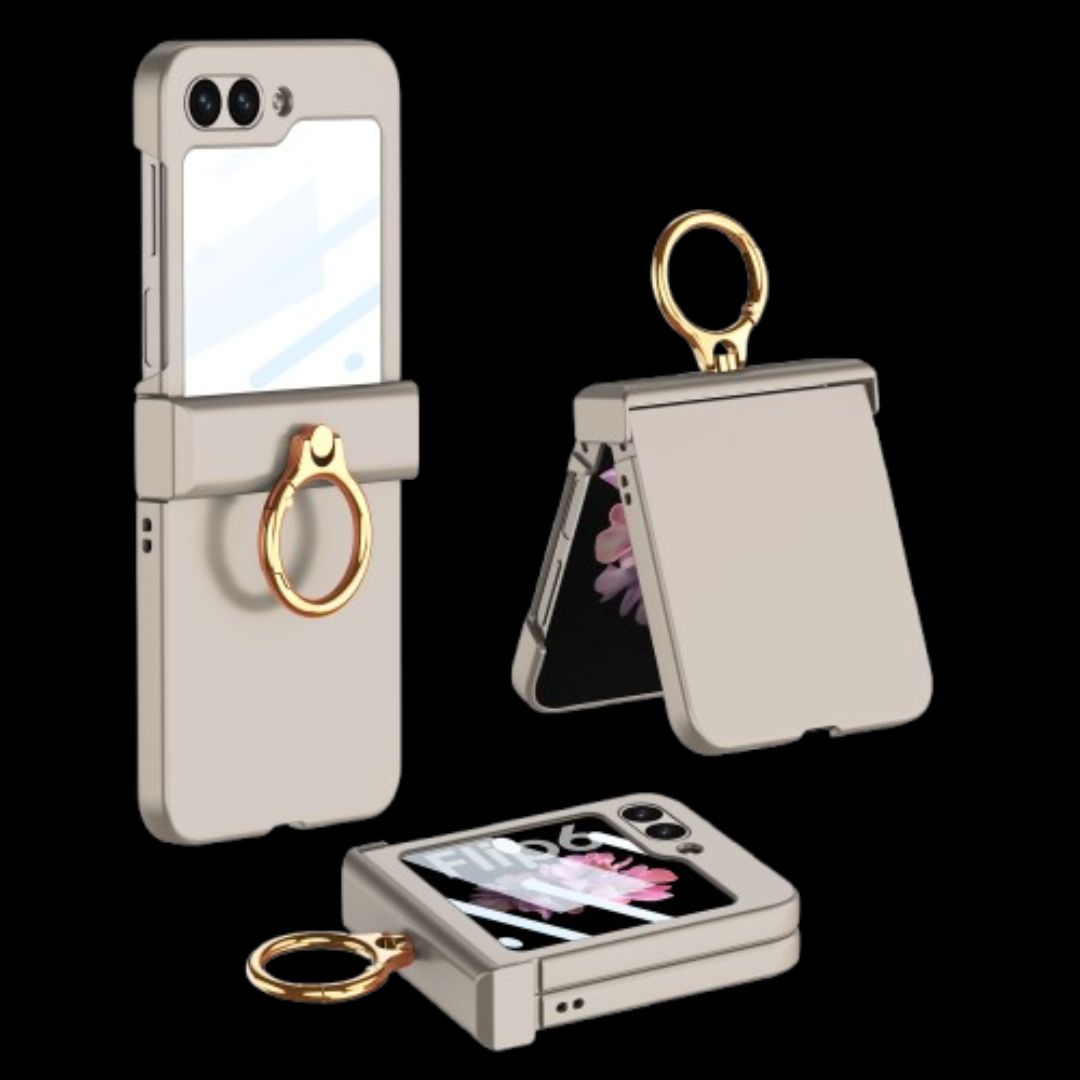 Galaxy Z Flip 6 – Thin PC Hinge Box + Ring Cover & Case