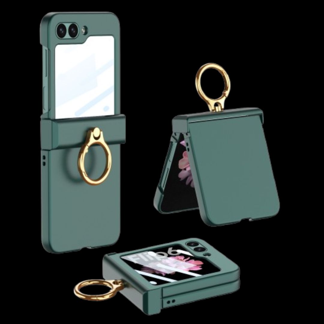 Galaxy Z Flip 6 – Thin PC Hinge Box + Ring Cover & Case