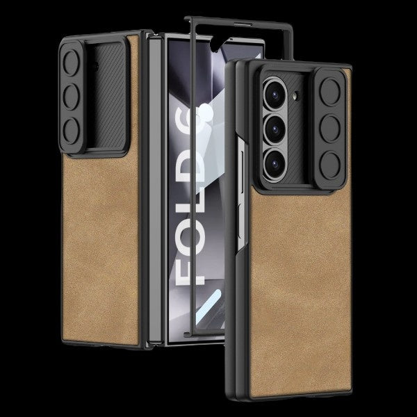 Galaxy Z Fold 6 – Leather Glass Slide Cover & Case