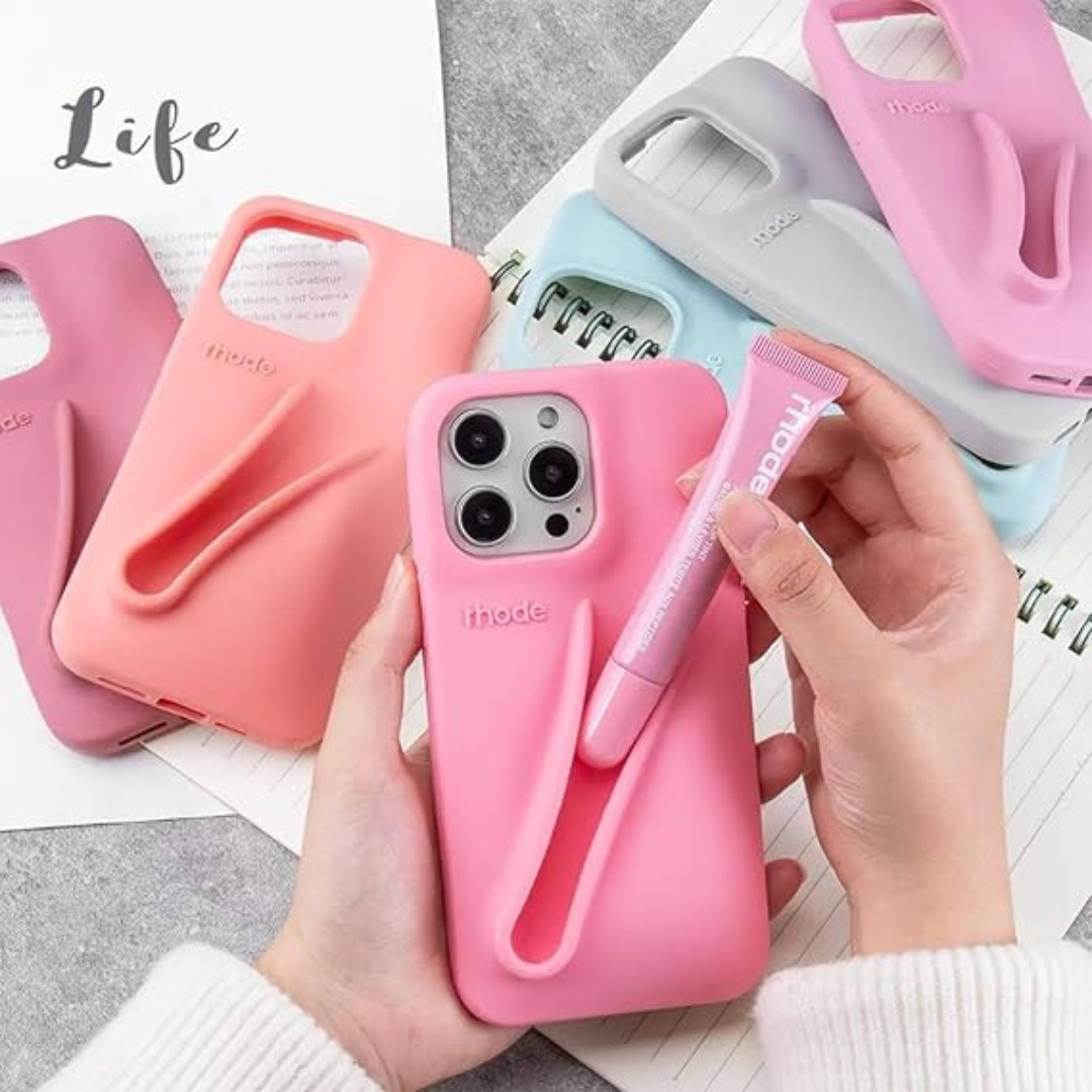 Apple iPhone 14 – Silicone Phone Cover with Built-in Lip Tint Holder