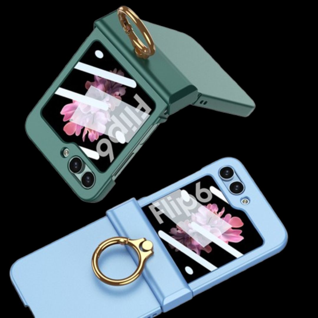 Galaxy Z Flip 6 – Thin PC Hinge Box + Ring Cover & Case