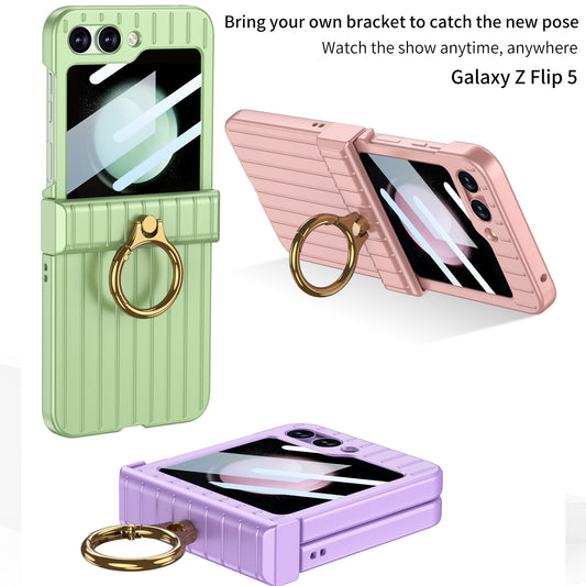 Galaxy Z Flip 5 – Thin PC Suitcase + Glass Cover & Case