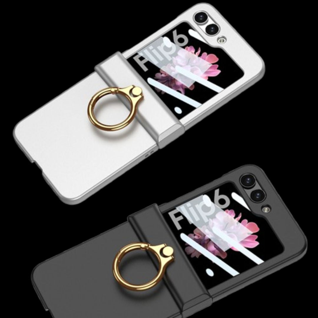 Galaxy Z Flip 6 – Thin PC Hinge Box + Ring Cover & Case