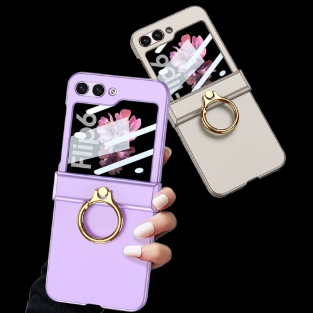 Galaxy Z Flip 6 – Thin PC Hinge Box + Ring Cover & Case