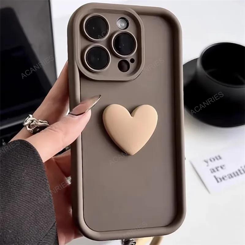 Apple iPhone 16 / Pro / Pro Max - Soft Silicone Back Cover with 3D Heart Design Back Cover & Case