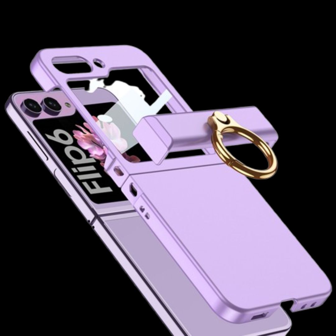 Galaxy Z Flip 6 – Thin PC Hinge Box + Ring Cover & Case