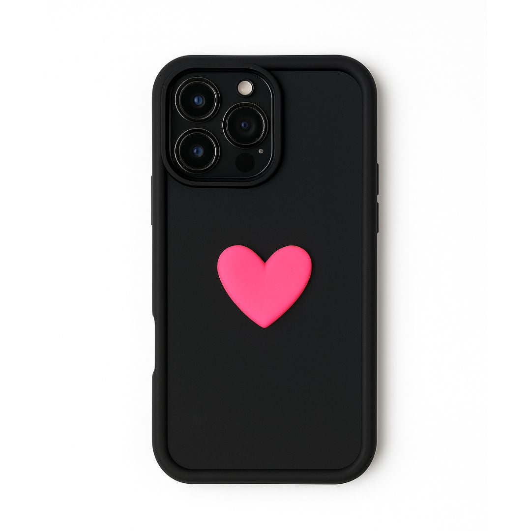 Apple iPhone 16 / Pro / Pro Max - Soft Silicone Back Cover with 3D Heart Design Back Cover & Case