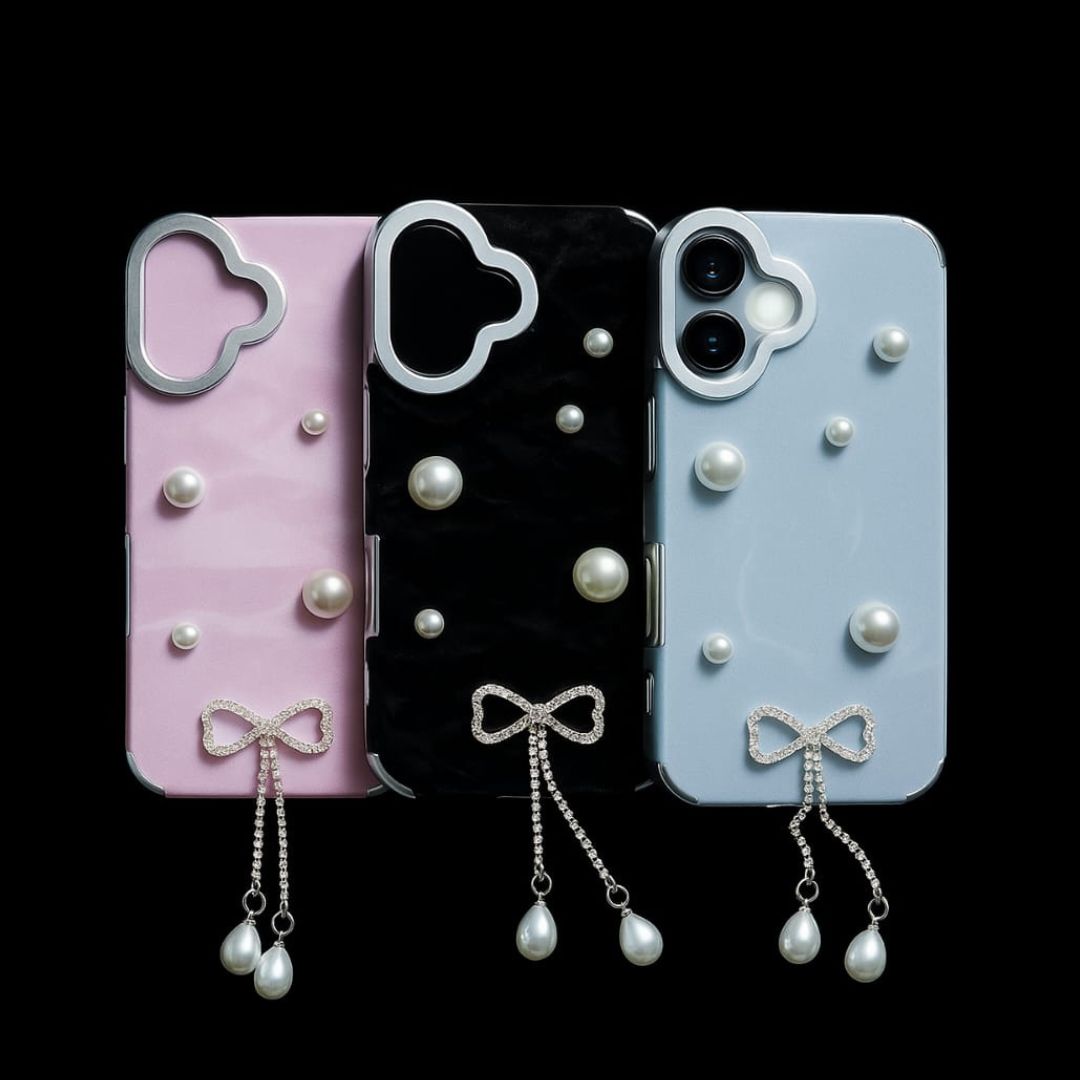 Apple iPhone 15 / Pro / Pro Max – Diamond Velvet stud Back Cover & Case