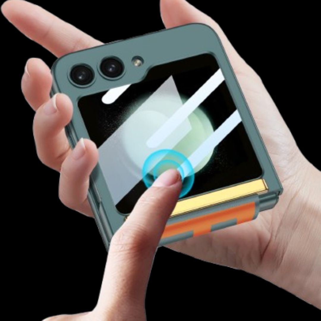 Galaxy Z Flip 5 – Thin PC with Wristband & Glass Cover & Case
