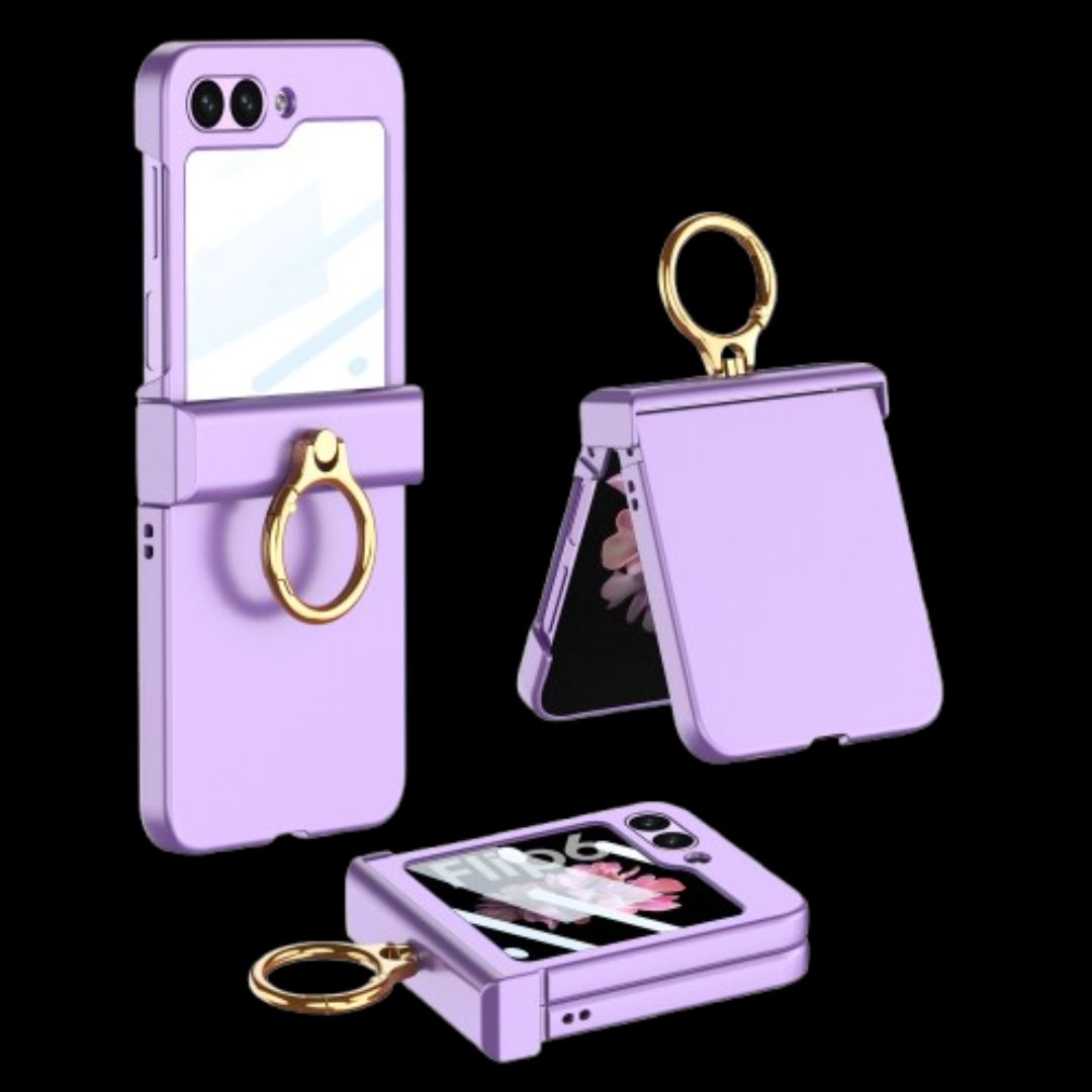 Galaxy Z Flip 6 – Thin PC Hinge Box + Ring Cover & Case