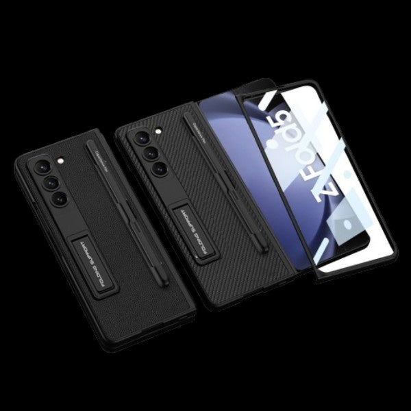 Galaxy Z Fold 5 – Leather Holder + Glass Cover & Case