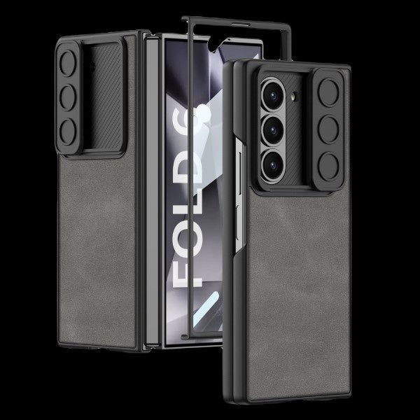 Galaxy Z Fold 6 – Leather Glass Slide Cover & Case