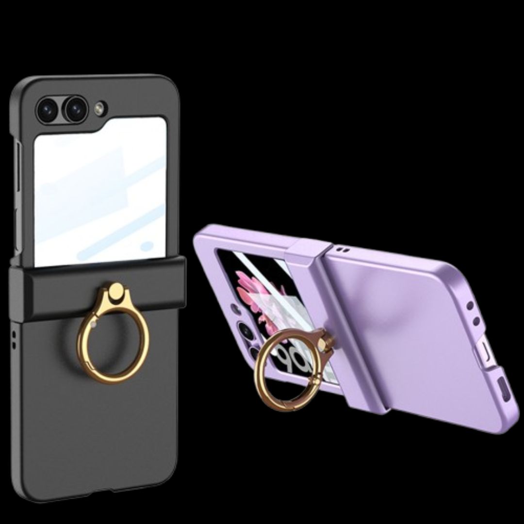 Galaxy Z Flip 6 – Thin PC Hinge Box + Ring Cover & Case