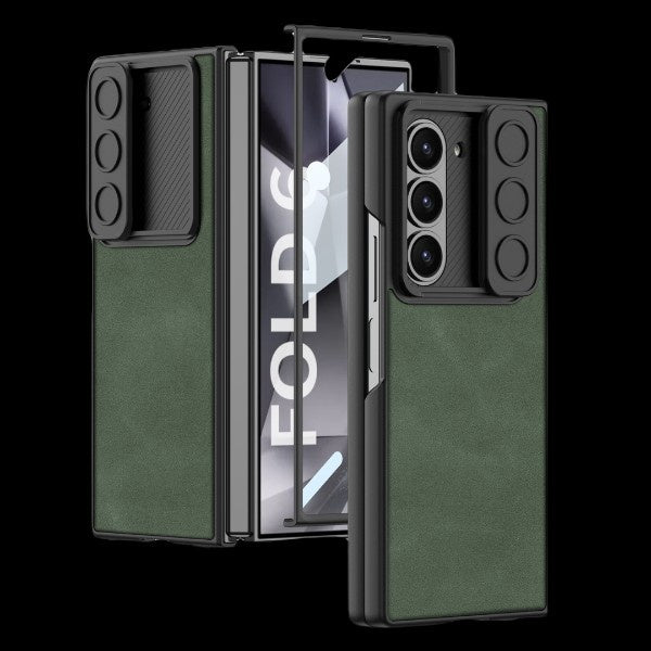 Galaxy Z Fold 6 – Leather Glass Slide Cover & Case