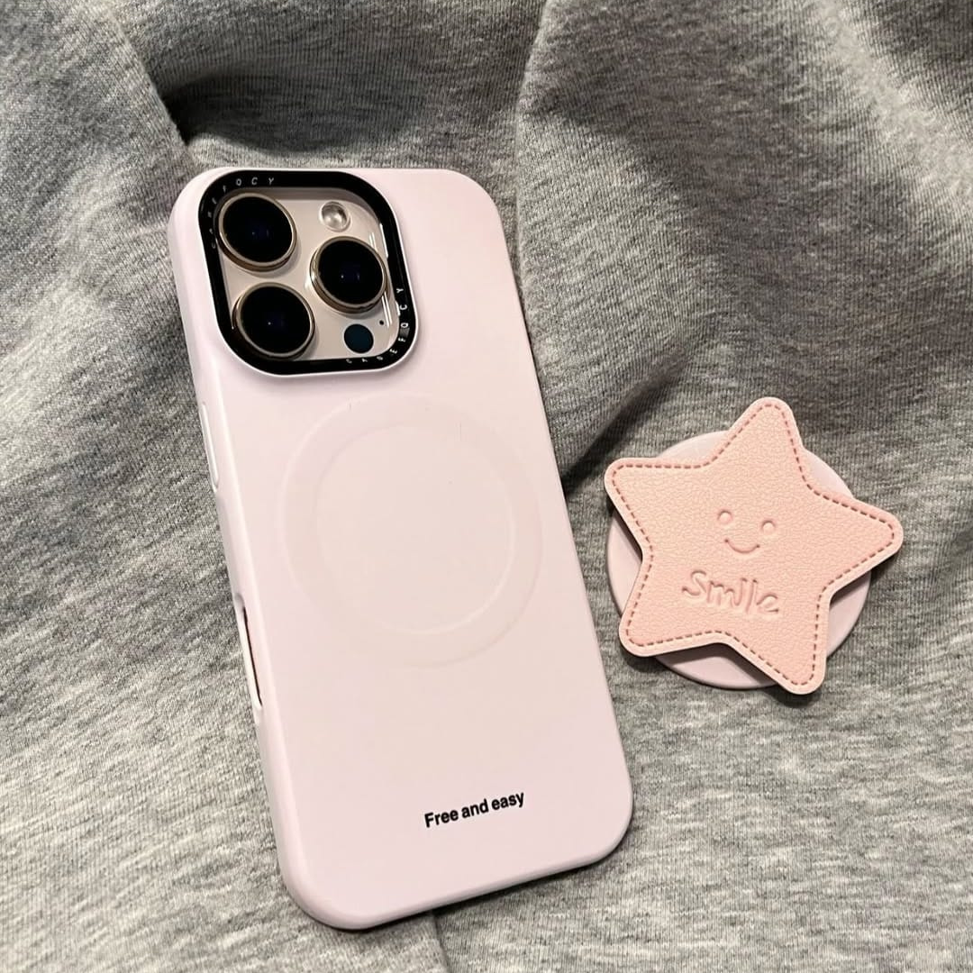 Apple iPhone 15 / Pro / Pro Max - Super Cute Soft Pastel Silicone MagSafe Back Cover with Star Grip Pop Magnet – Free & Easy grip