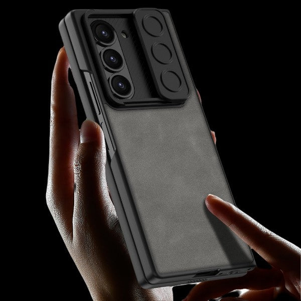 Galaxy Z Fold 6 – Leather Glass Slide Cover & Case