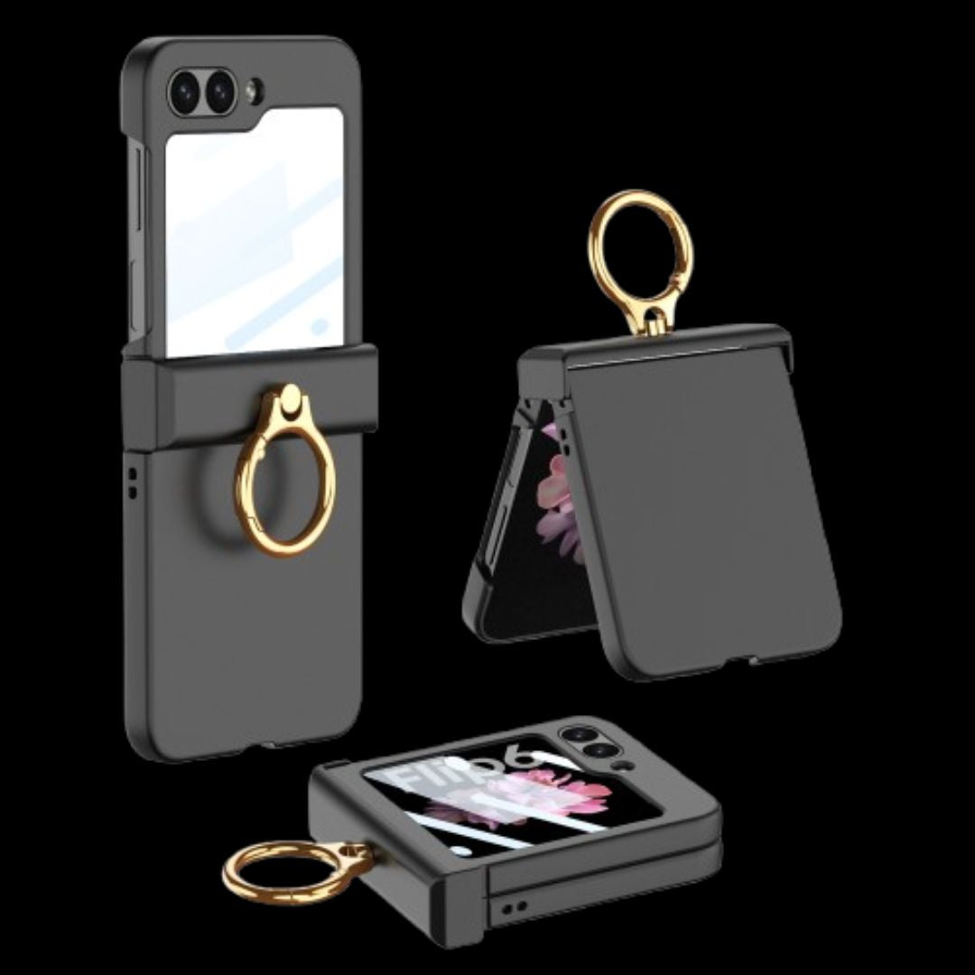 Galaxy Z Flip 6 – Thin PC Hinge Box + Ring Cover & Case