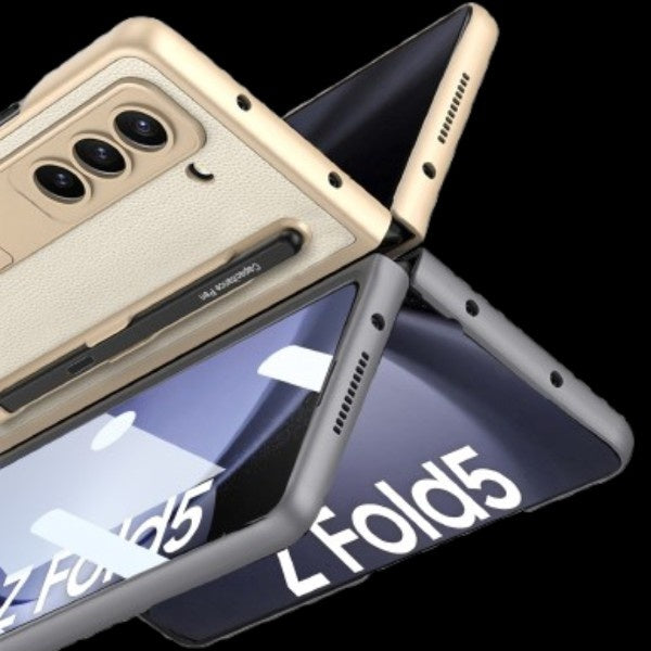 Galaxy Z Fold 5 – Leather Holder + Glass Cover & Case