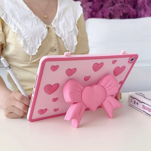Cute Pink Heart Bow - iPad Case
