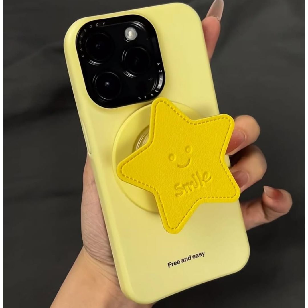 Apple iPhone 15 / Pro / Pro Max - Super Cute Soft Pastel Silicone MagSafe Back Cover with Star Grip Pop Magnet – Free & Easy grip