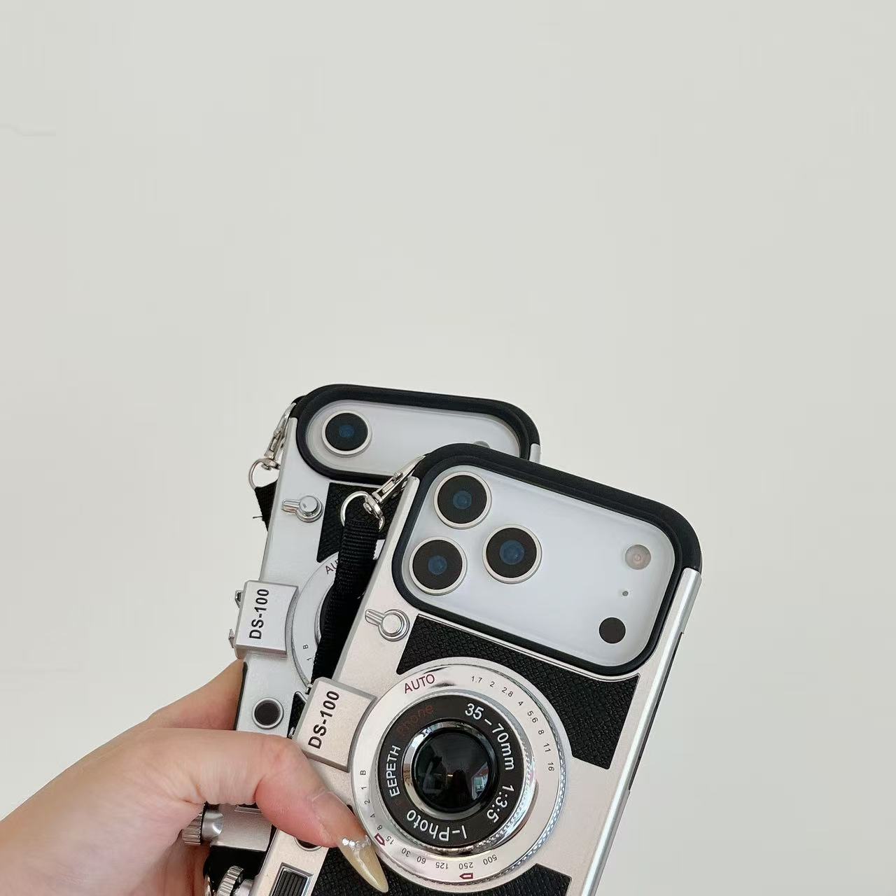Retro Camera Phone Case - Vintage DS-100 Design with Integrated Strap Mount