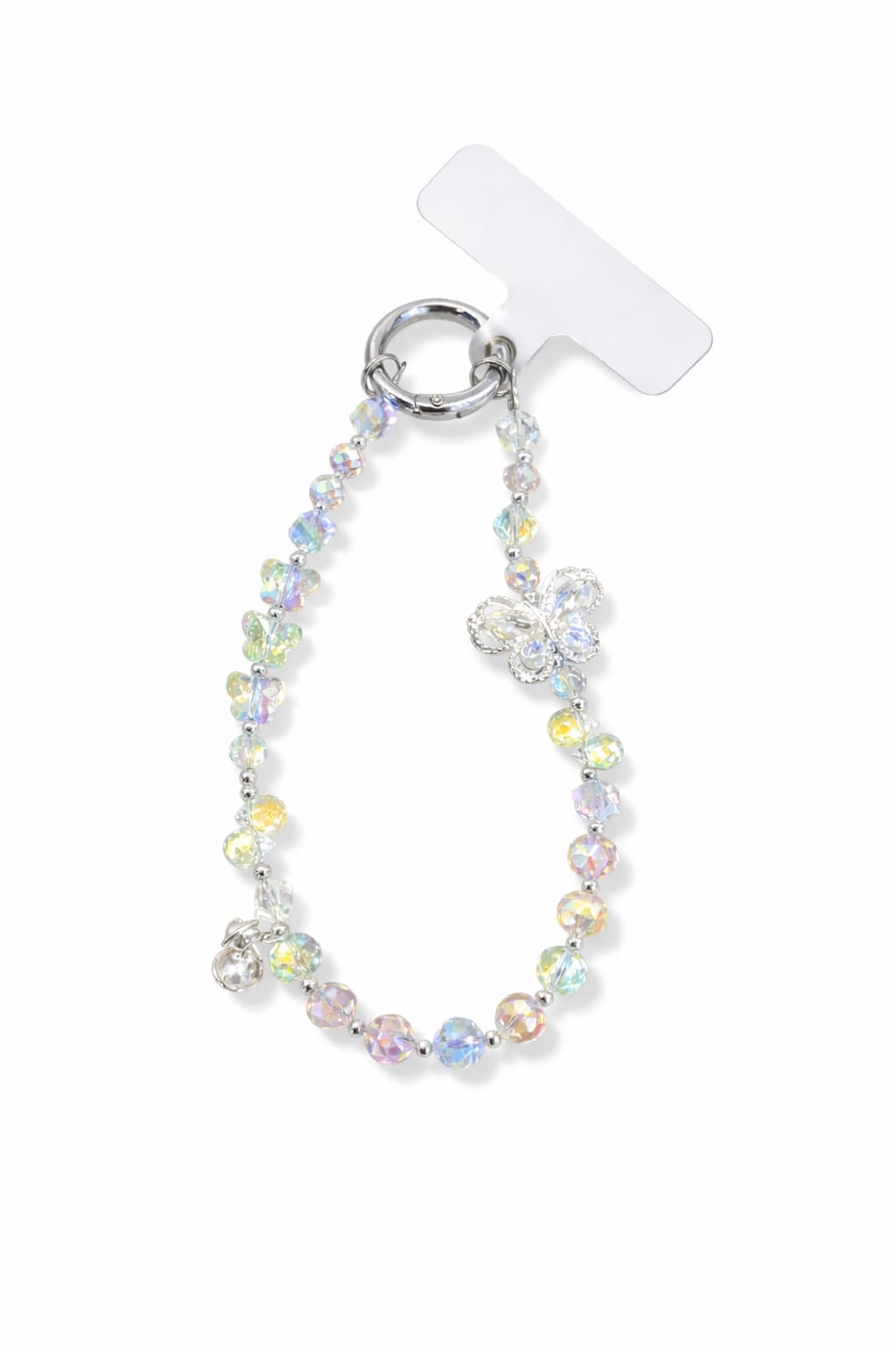 Elegant Pearl Charm Keychain with Crystal Butterfly - Phone Charm