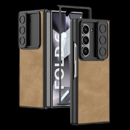 Galaxy Z Fold 6 – Leather Glass Slide Cover & Case