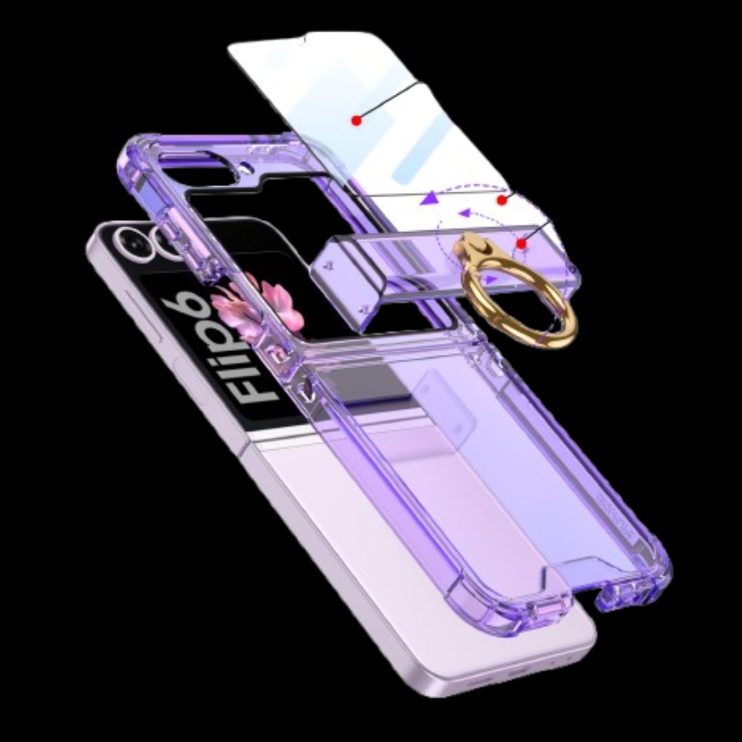 Samsung Z Flip 6 – Transparent with Ring Cover & Case