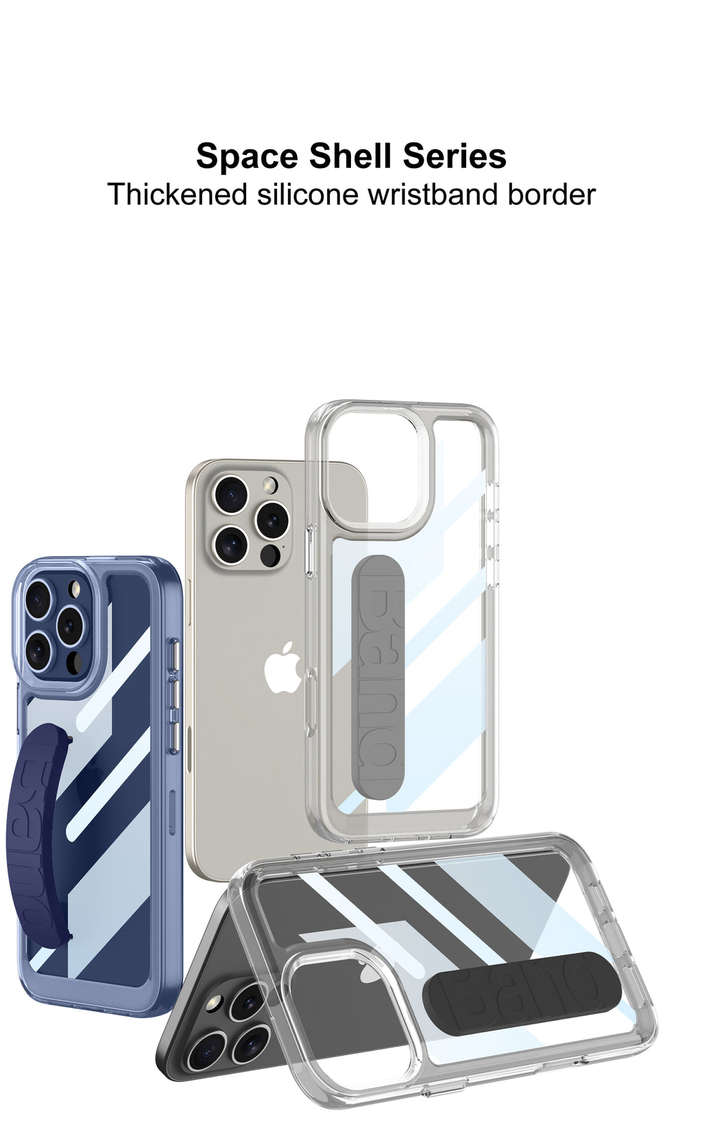 Apple iPhone 16 / Plus / Pro / Pro Max – Transparent with Wrist Band Cover & Case