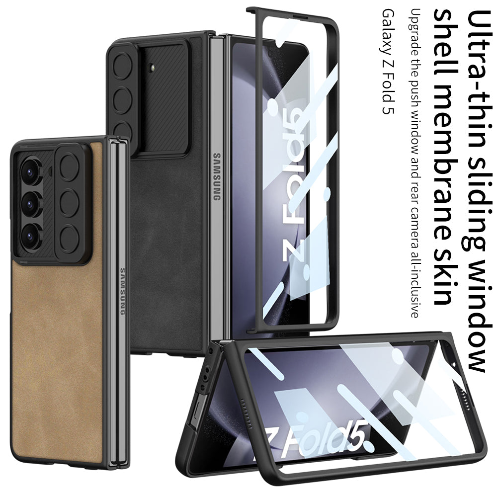 Galaxy Z Fold 5 – Leather Glass Slide Cover & Case