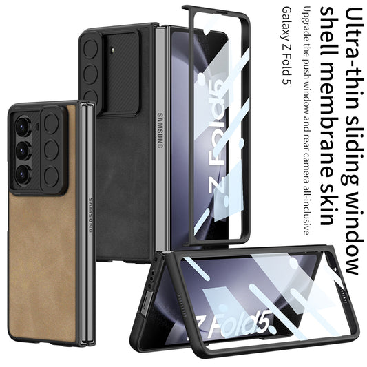 Galaxy Z Fold 5 – Leather Glass Slide Cover & Case