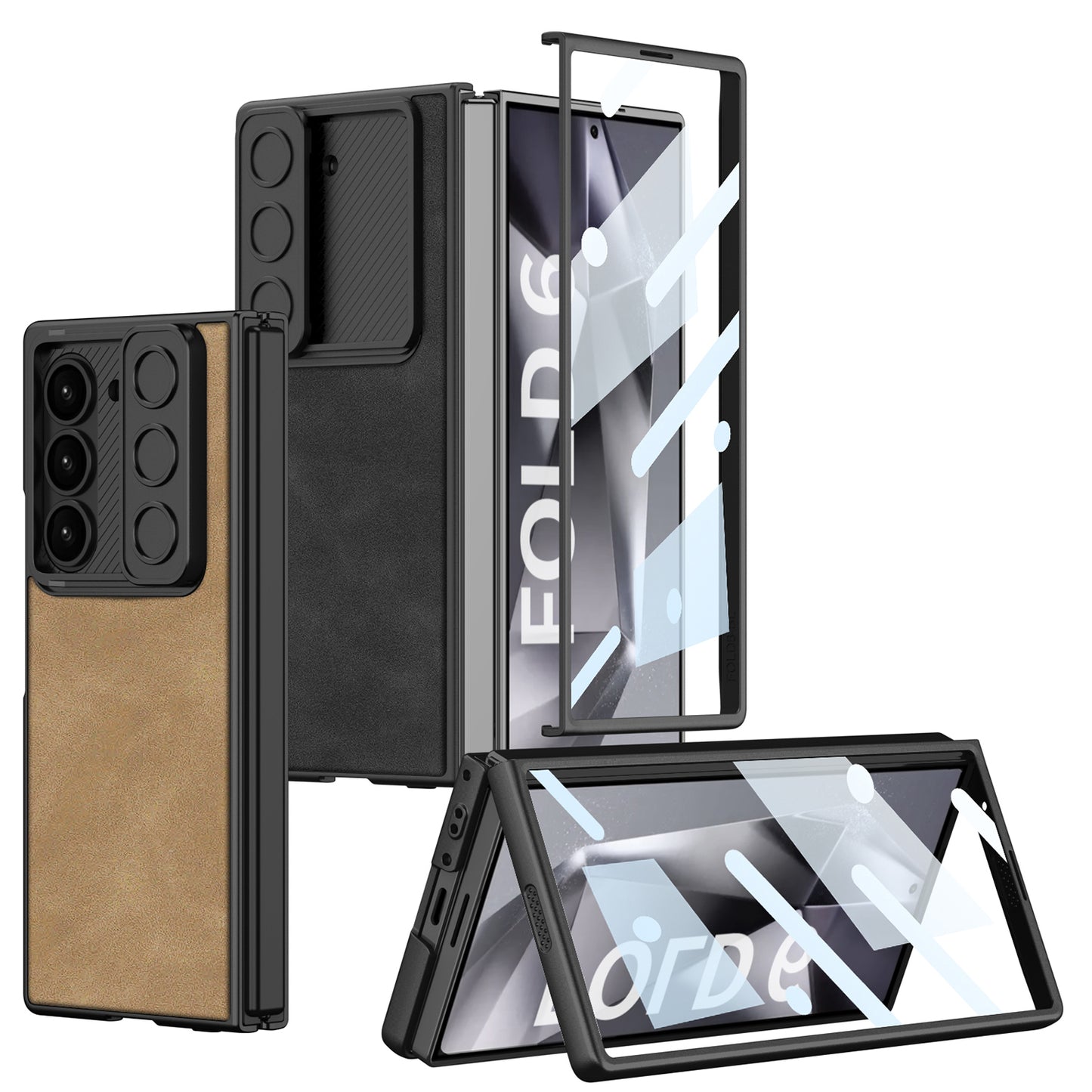 Galaxy Z Fold 6 – Leather Glass Slide Cover & Case