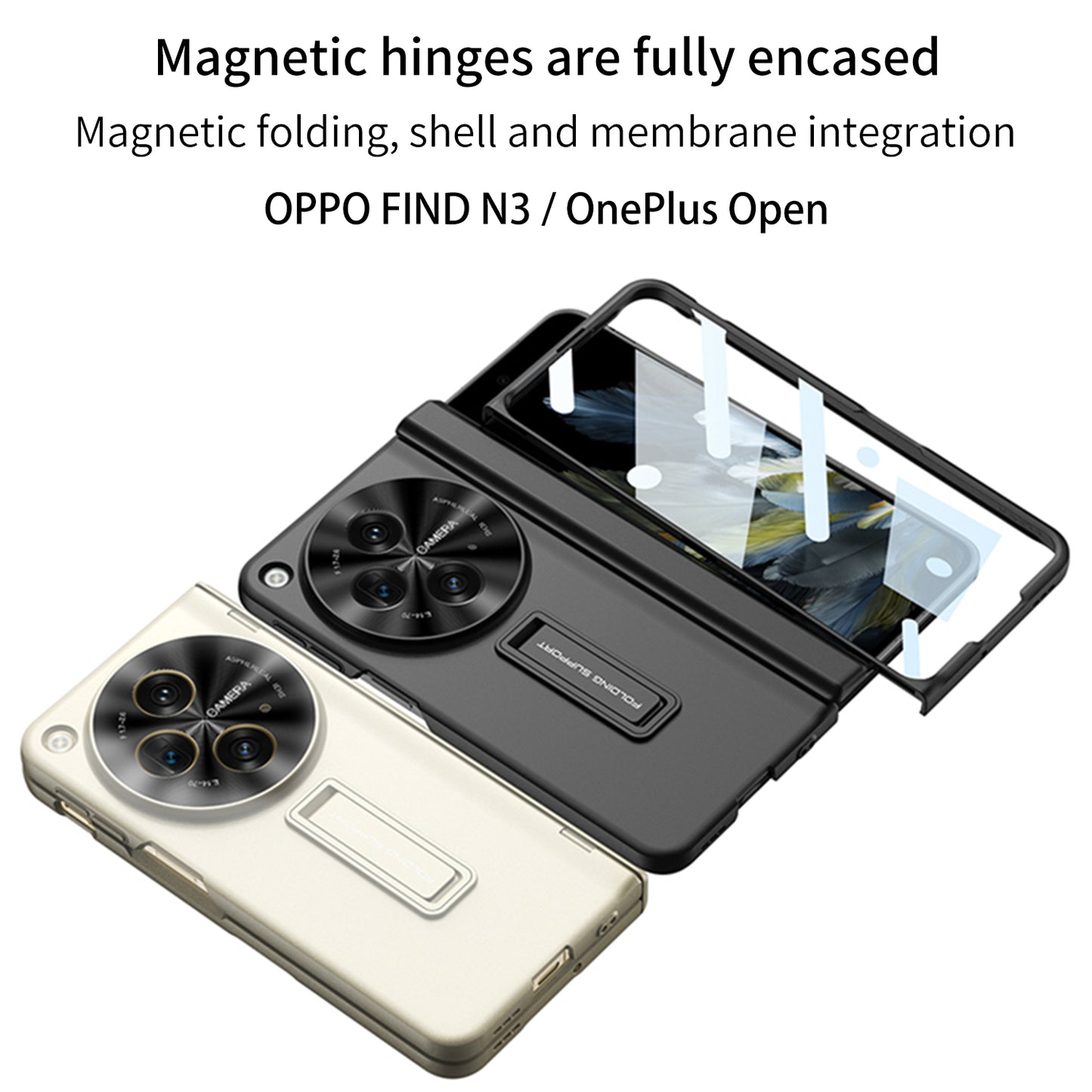 OnePlus Open – Magnetic Cover with Hinge Protection + Kickstand Cover & Case