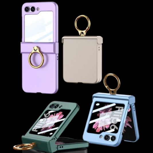 Galaxy Z Flip 6 – Thin PC Hinge Box + Ring Cover & Case