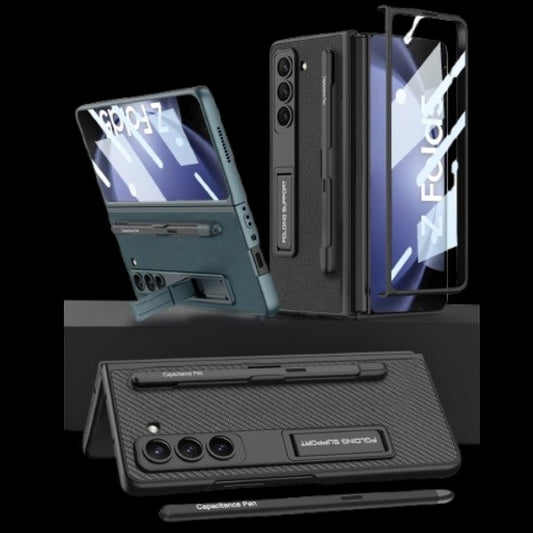 Galaxy Z Fold 5 – Leather Holder + Glass Cover & Case