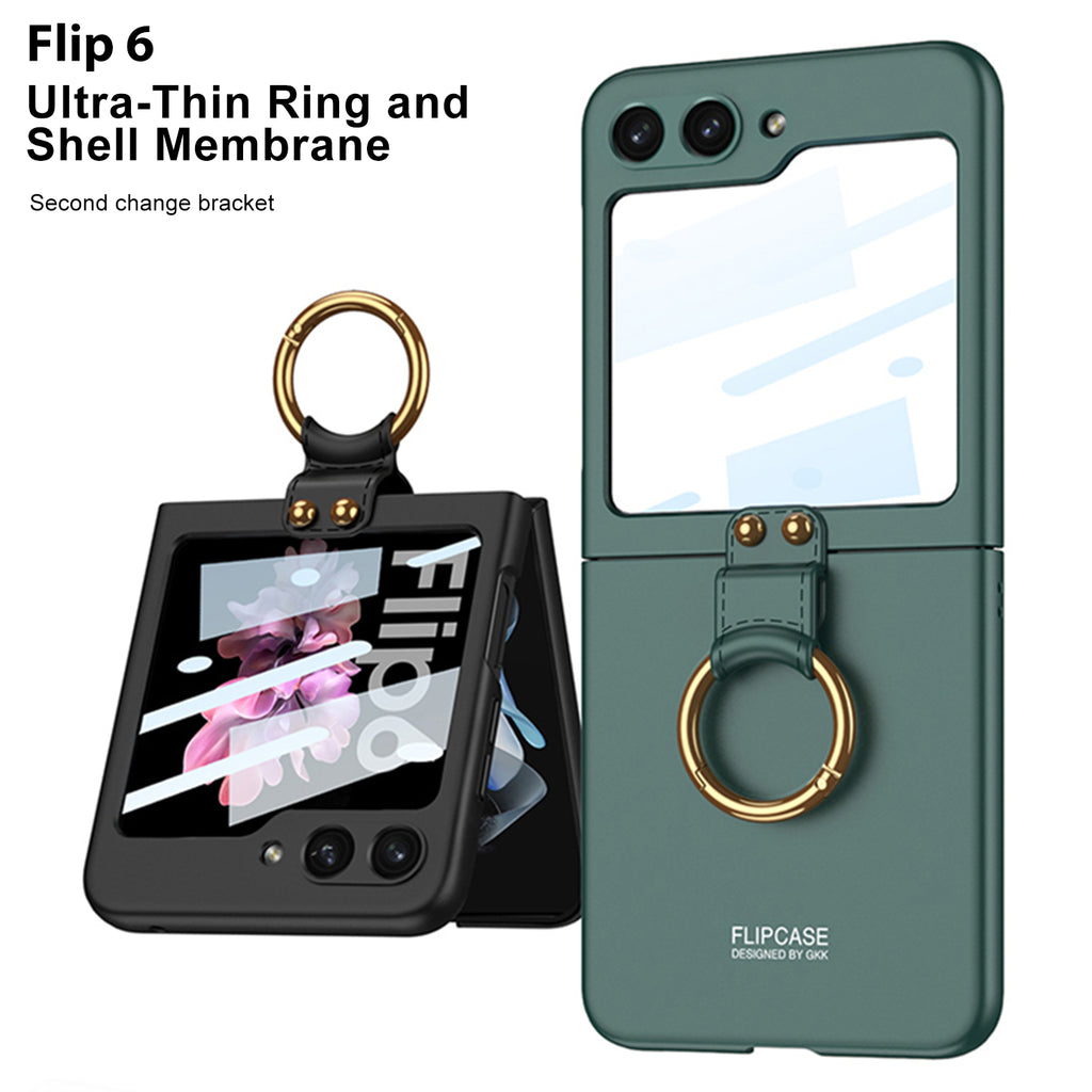 Samsung Z Flip 6 – Thin PC + Ring + Glass Cover & Case