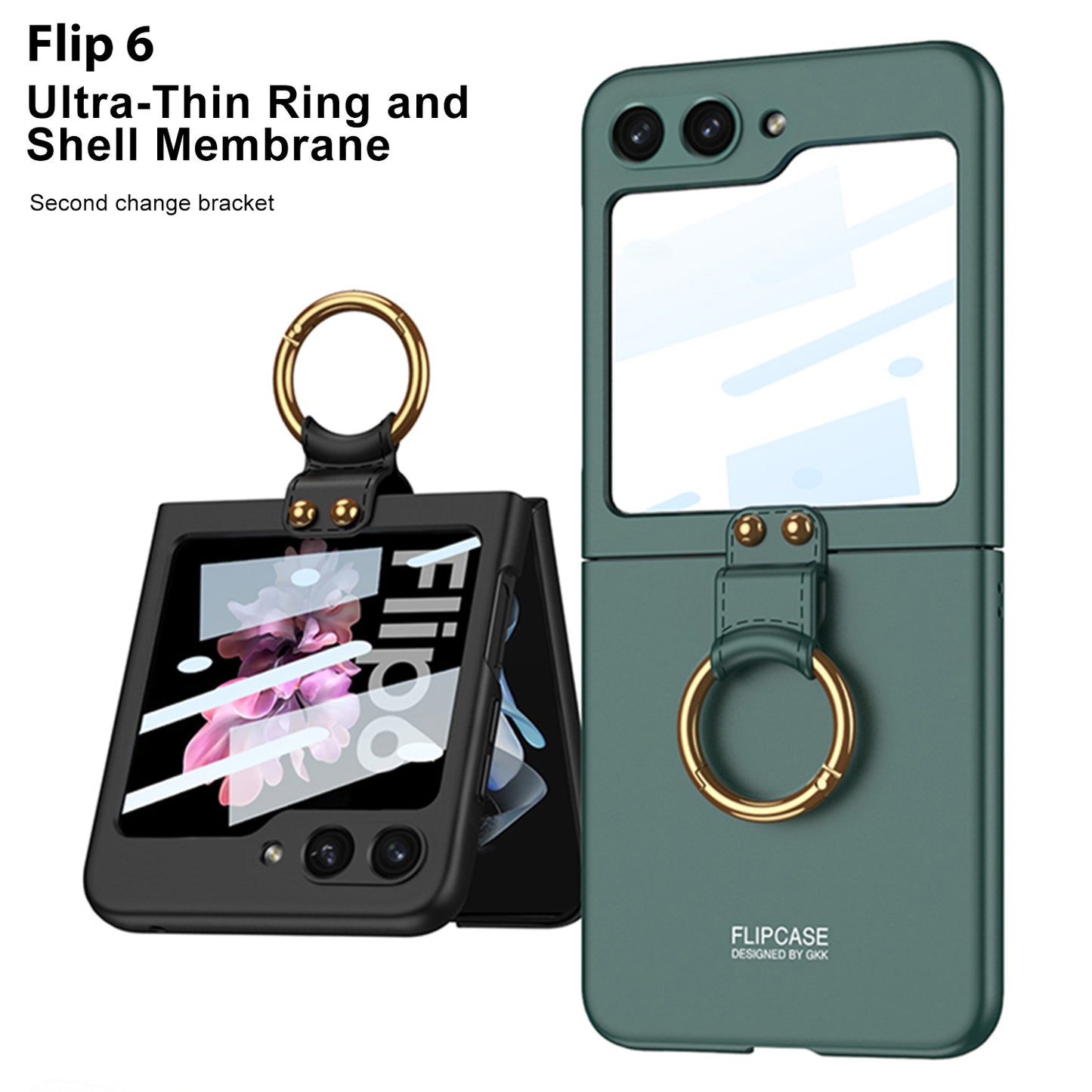 Samsung Z Flip 6 – Thin PC + Ring + Glass Cover & Case
