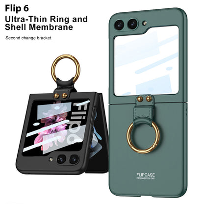 Samsung Z Flip 6 – Thin PC + Ring + Glass Cover & Case