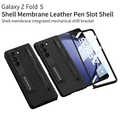 Galaxy Z Fold 5 – Leather Holder + Glass Cover & Case