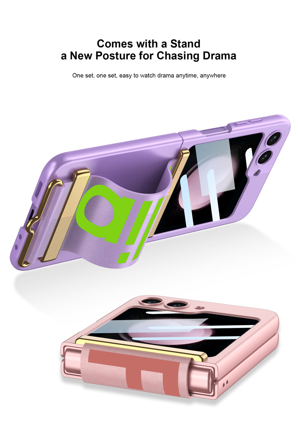 Galaxy Z Flip 5 – Thin PC with Wristband & Glass Cover & Case