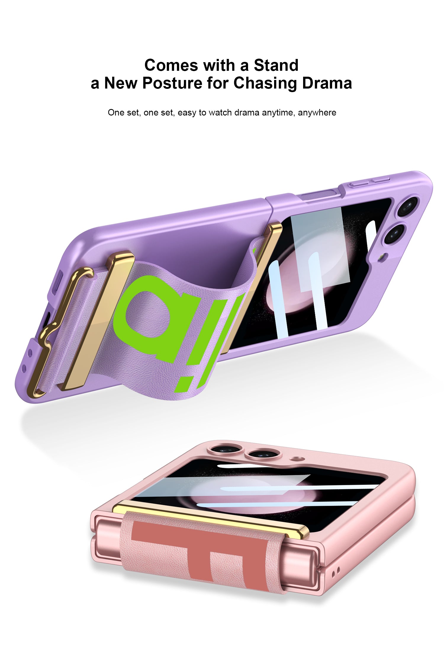 Galaxy Z Flip 5 – Thin PC with Wristband & Glass Cover & Case