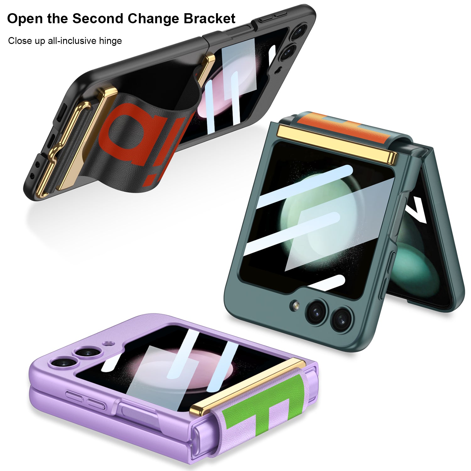 Galaxy Z Flip 5 – Thin PC with Wristband & Glass Cover & Case