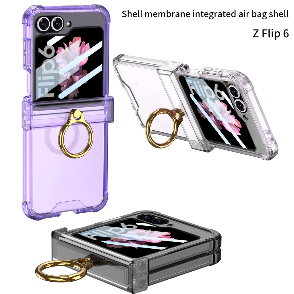 Samsung Z Flip 6 – Transparent with Ring Cover & Case
