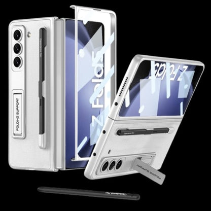 Galaxy Z Fold 5 – Leather Holder + Glass Cover & Case
