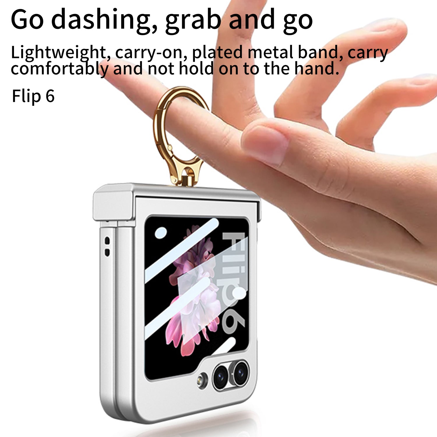 Galaxy Z Flip 6 – Thin PC Hinge Box + Ring Cover & Case