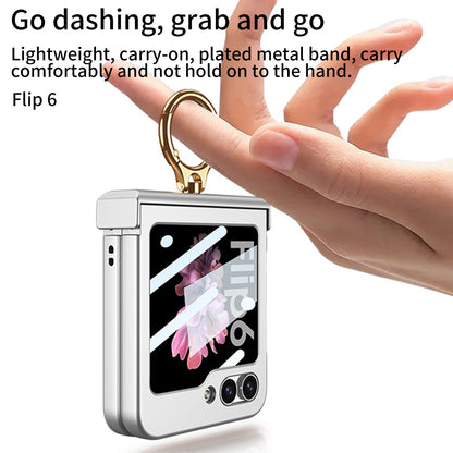 Galaxy Z Flip 6 – Thin PC Hinge Box + Ring Cover & Case