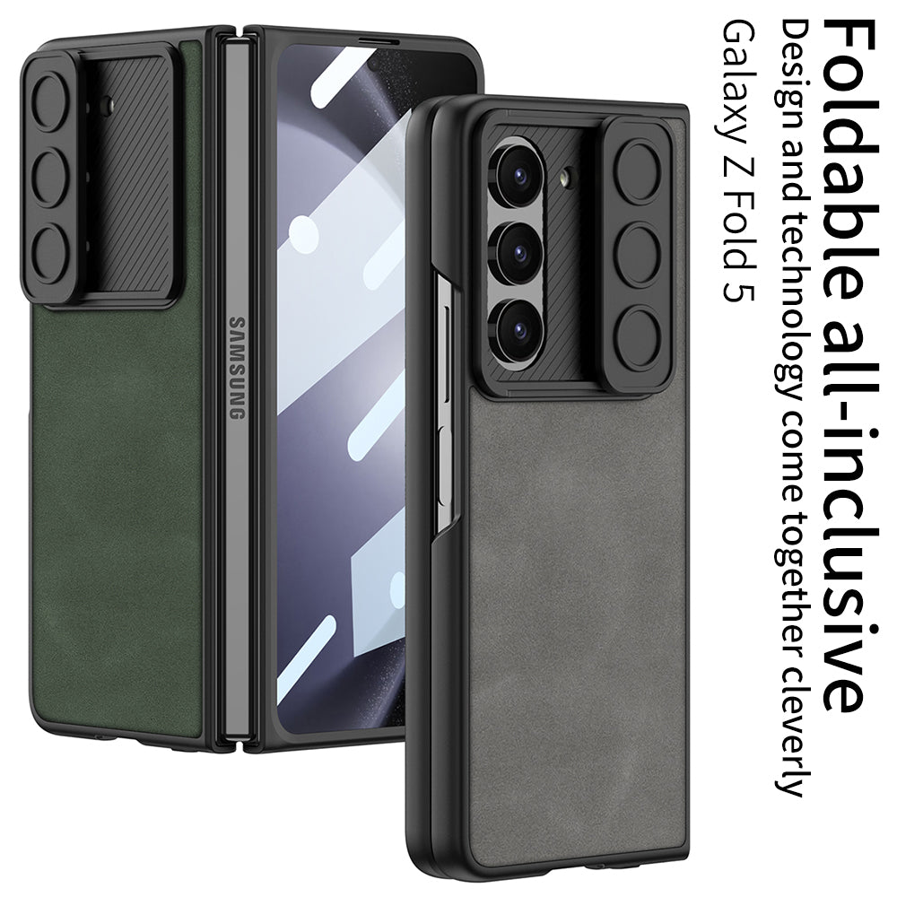 Galaxy Z Fold 5 – Leather Glass Slide Cover & Case