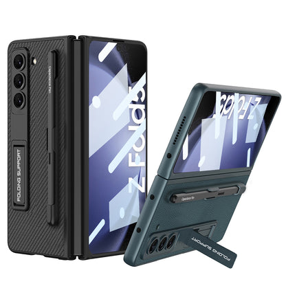 Galaxy Z Fold 5 – Leather Holder + Glass Cover & Case
