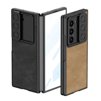 Galaxy Z Fold 6 – Leather Glass Slide Cover & Case