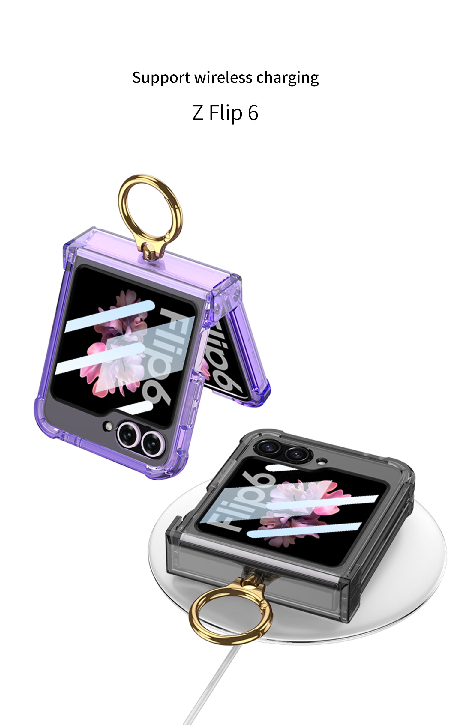 Samsung Z Flip 6 – Transparent with Ring Cover & Case